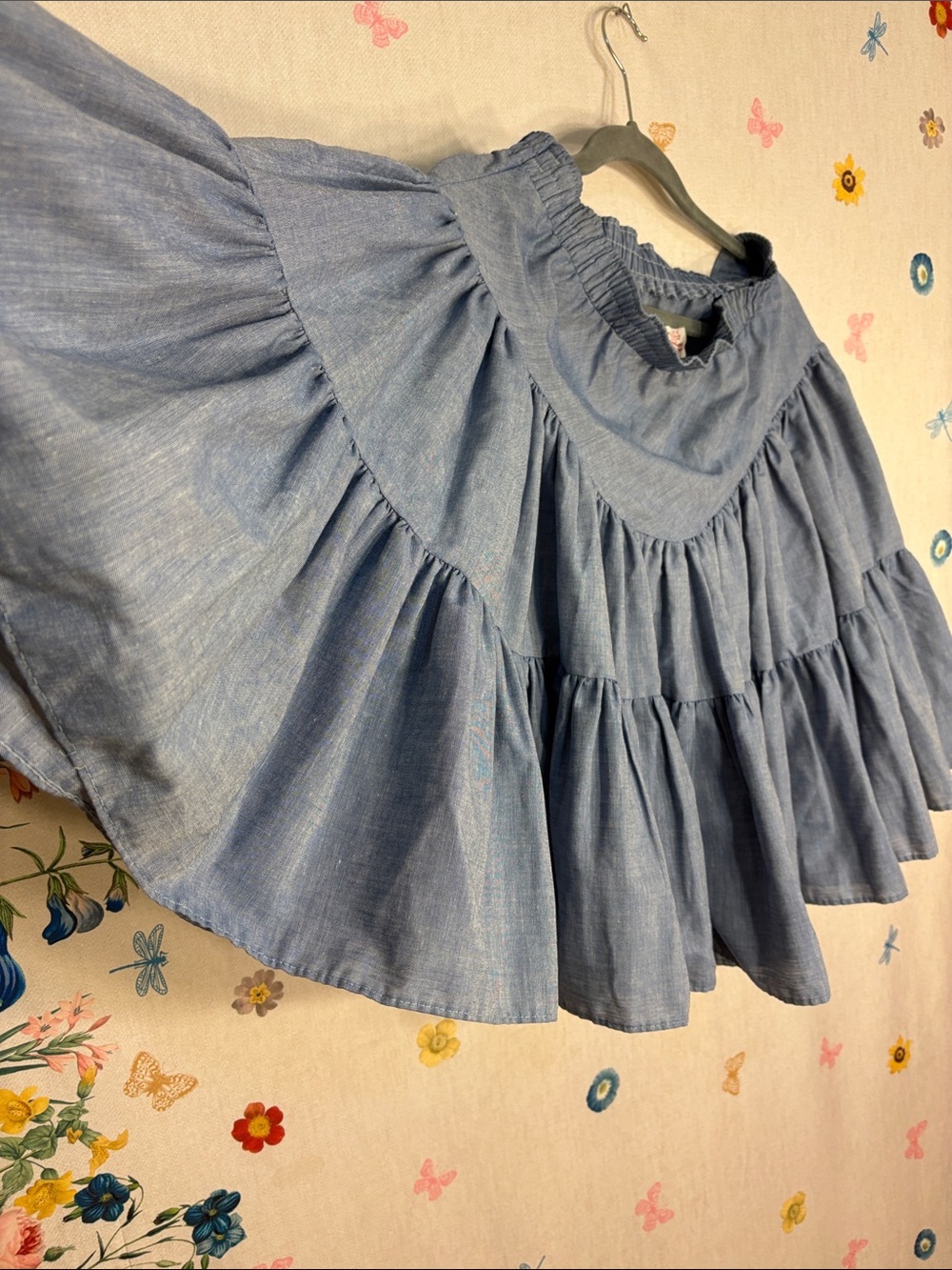 Vintage Midi Tiered Prairie Skirt - Flowy Ruffle Design Rodeo Squaredance Fun - Picture 4 of 9